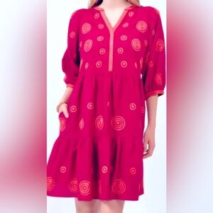 UNCLE FRANK MAGENTA SPIRAL ON TIERS DRESS XL